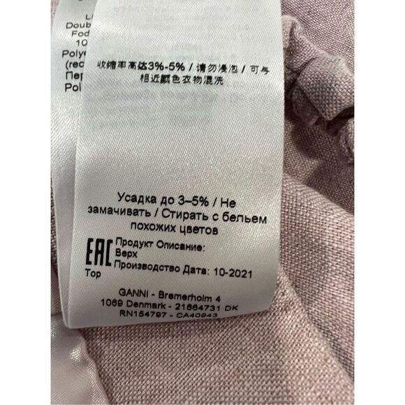 Ganni Women's Light Lilac Hemp Lined Tube Strapless Cropped Top Size 40 NWOT - Picture 14 of 14